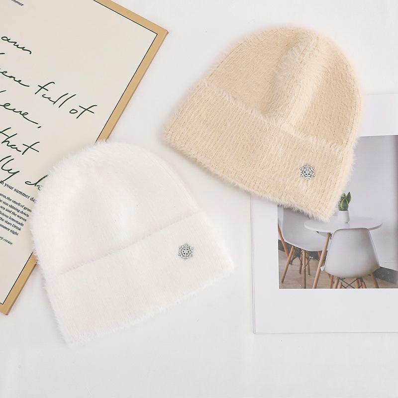 Women's Plush New Korean Knitted Hat for Autumn and Winter Versatile Warm Ear Protection Thickened Fashionable Wool Hat