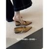 First encounter French-style ancient pointed head shallow mouth Mary Jane shoes 2026 new one-word with temperament medium heel single shoes
