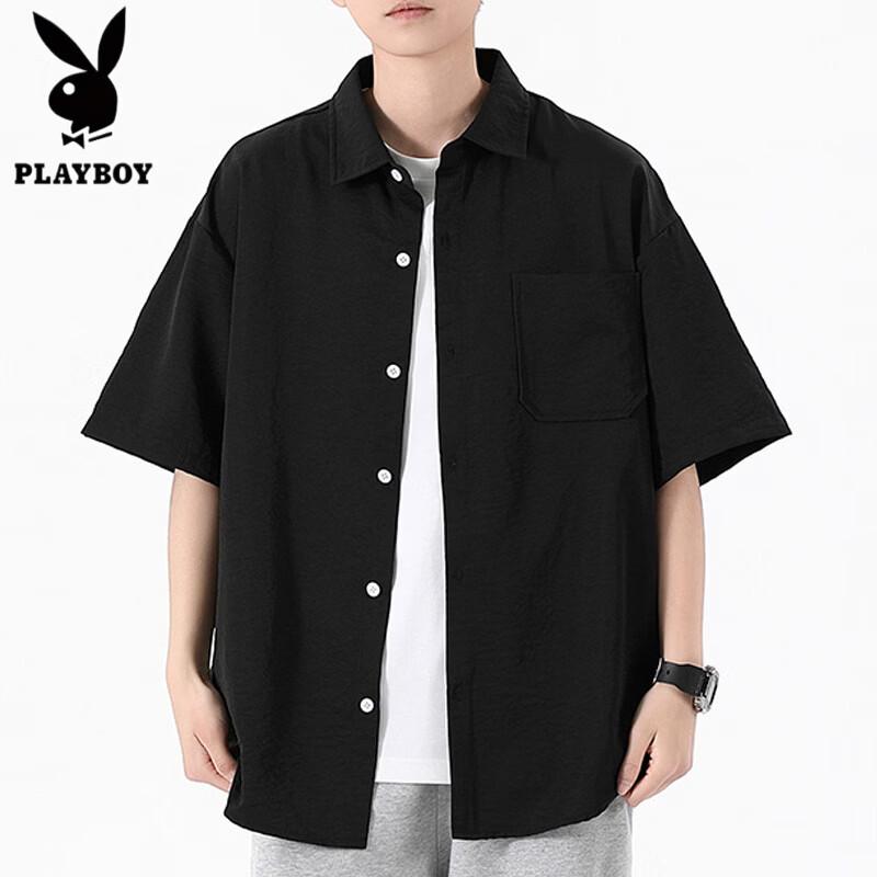 Playboy Men s Ice Silk Short Sleeve Casual Shirt 3XL