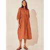 Cross-Border Amazon Autumn New Plus size Loose Long sleeve Lantern Sleeve Casual Retro Solid Long Dress