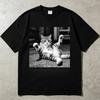 Cool Cat Funny Meme T-shirt Men Women Casual Cotton Vintage Short Sleeve T Shirt Men's Crewnec