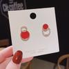 Asymmetric Black Round Stud Earrings Exquisite Small Earrings for Girls Korean Ear Jewelry Unusual Earrings bijoux femme