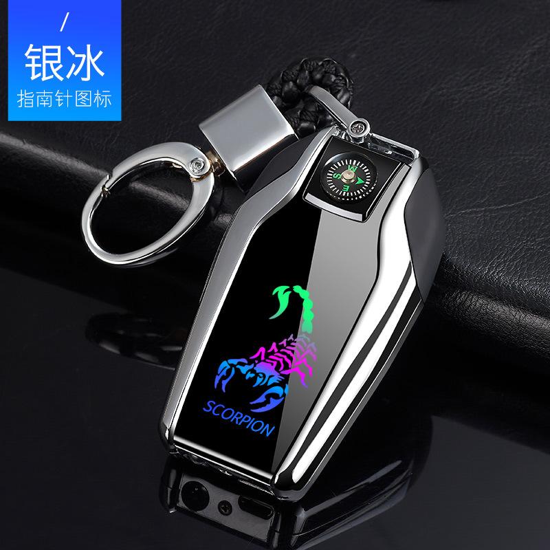 New High-end Windproof USB Charging Lighter Portable Multifunctional Keychain Igniter Affordable Luxury  Accessories Gift