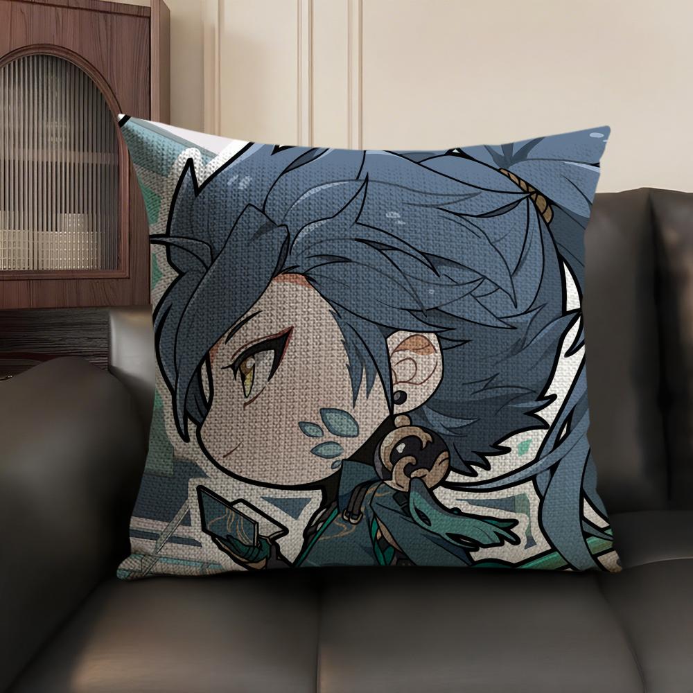 Ji Yan Cute Wuthering Waves Cushion Cover Natural Linen Organic Fabric DoubleSided Printing Sofa Home Decor Gift Pillow Case