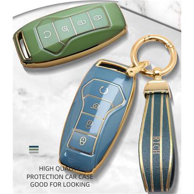 Luxurious Golden Edge Remote Car Key Case Full Cover For BYD Tang DM 2018 Yuan EV Qin Pro Song Max DM Keychain Auto
