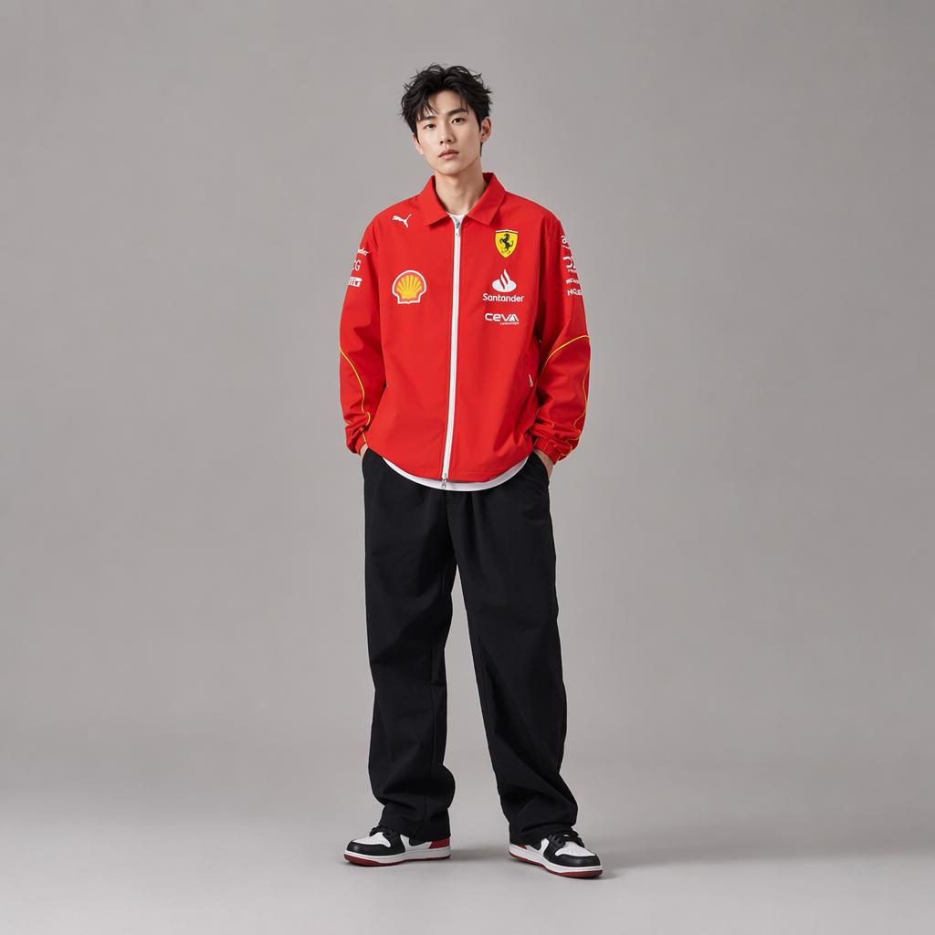 Puma SS24 Ferrari Racing Series Fashion Logo Stylish Zip Long Sleeve Jacket Men Jacket Red 763598-01