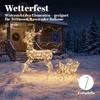 Illuminated Reindeer and Sleigh Set, 2-Piece Outdoor Christmas Decoration Made of Poly Rattan, with LEDs, 8 Modes, Timer
