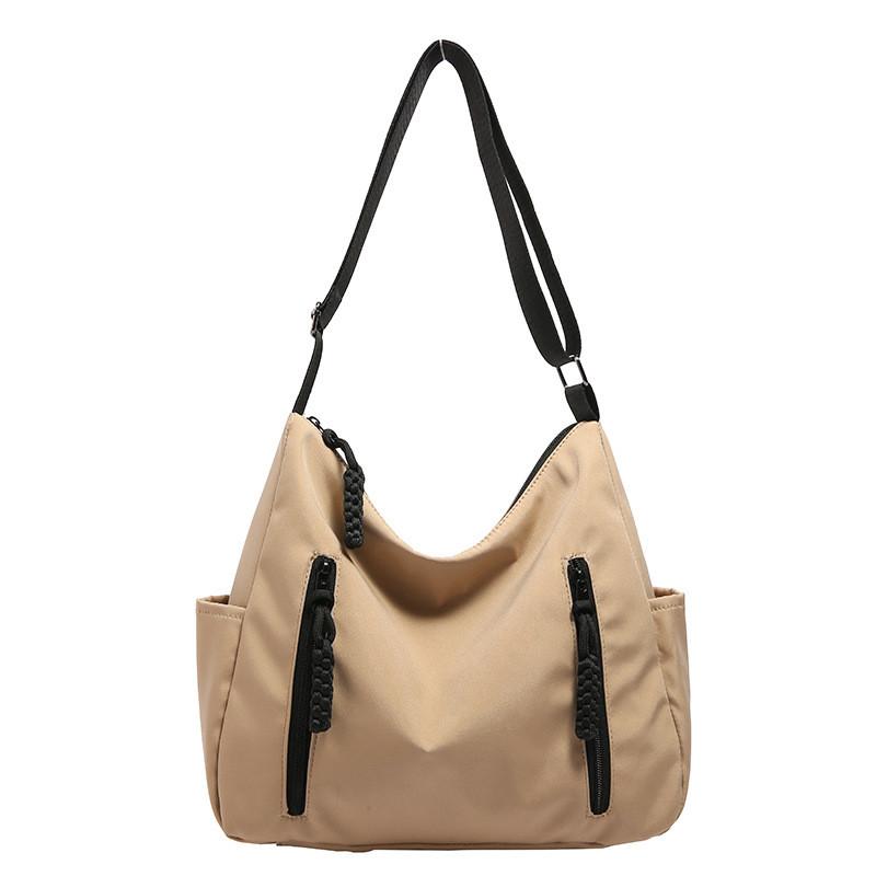Large Capacity Nylon Shoulder Tote Bag With Inner Pouch And Soft Structure For Students