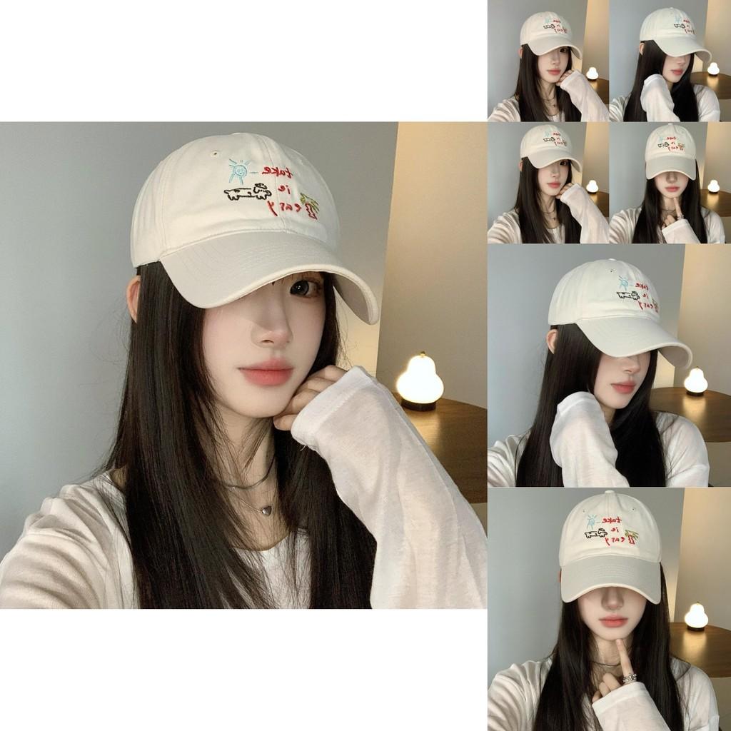 Cotton Coconut Tree Puppy Pattern Embroidery Sun Hat For Women Summer Wide Brim Casual Fashion Accessory