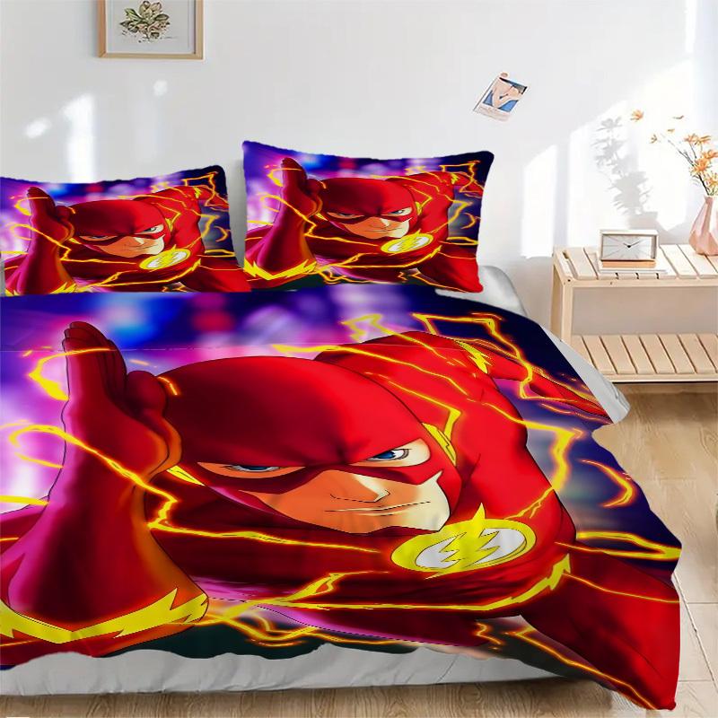 

3pcs Flash superhero Duvet Cover Set, 1 Duvet Cover + 2 Pillowcases (No Insert), High-Definition Print for All Seasons,Durable yy251103052 135x200cm