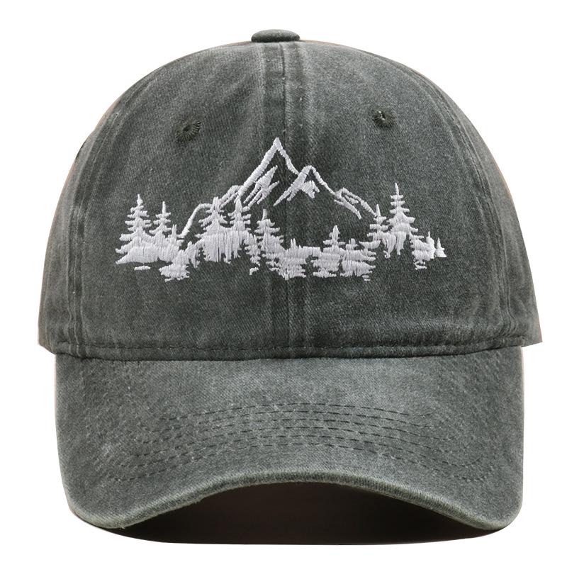 TEMU Mountain Forest Embroidered Flat Cap: Men's Outdoor Hiking & Fishing Hat, Women's Baseball Cap