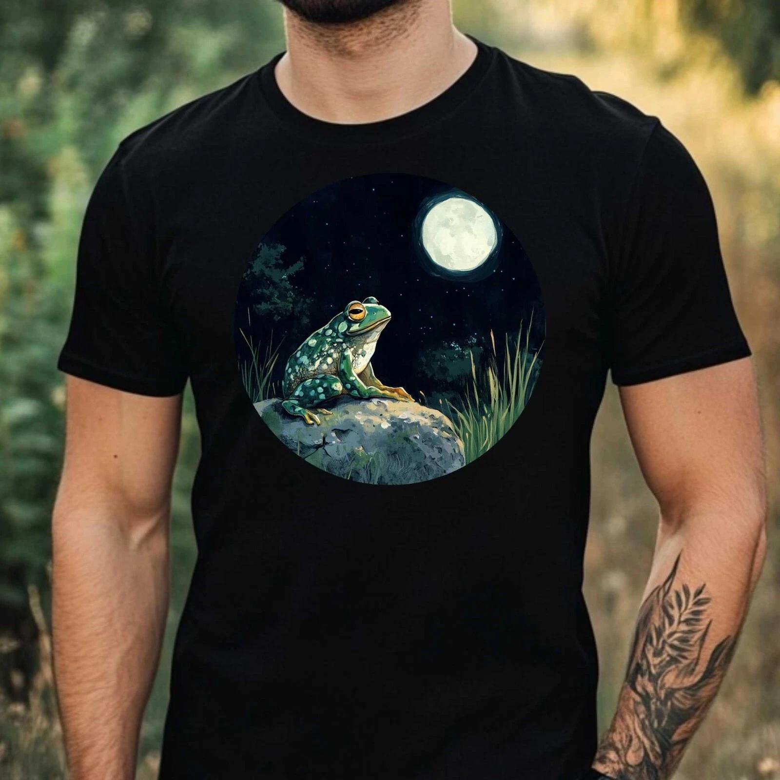 T-Shirt Herren Frosch im Mondlicht Motiv Baumwolle Größe XS bis 5XL S