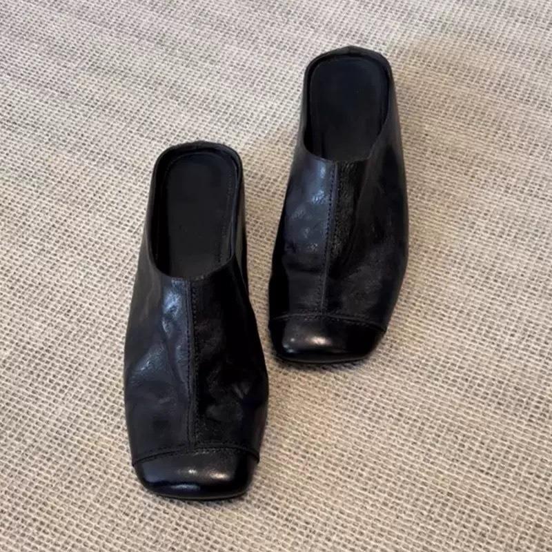 Baotou Semi-slipper Women's New Style Insole Height-increasing Flip-flops Retro Lazy Shoes