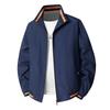 Men's Casual Stand-up Collar Jacket - Spring/Autumn, Solid Color, Trendy Dad Style, Plus Size Available