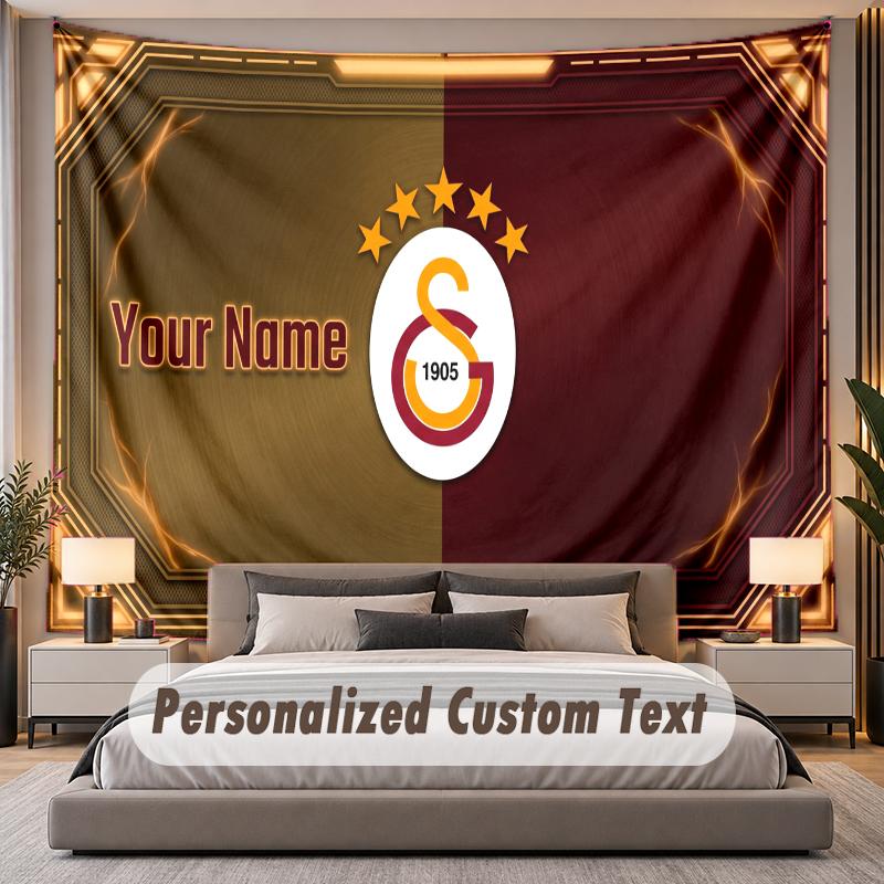 Custom Name Text Tapestry Galatasaray FC Personalized Polyester Wall Tapestry For Bedroom And Room