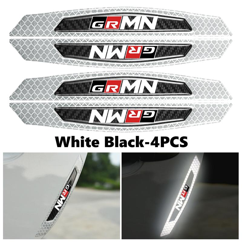 For Toyota 4Pcs Car Door Sticker Safety Warning Reflective Sticker Auto Accessories Crown GR Corolla YARIS Auris C-HR Hilux Vios