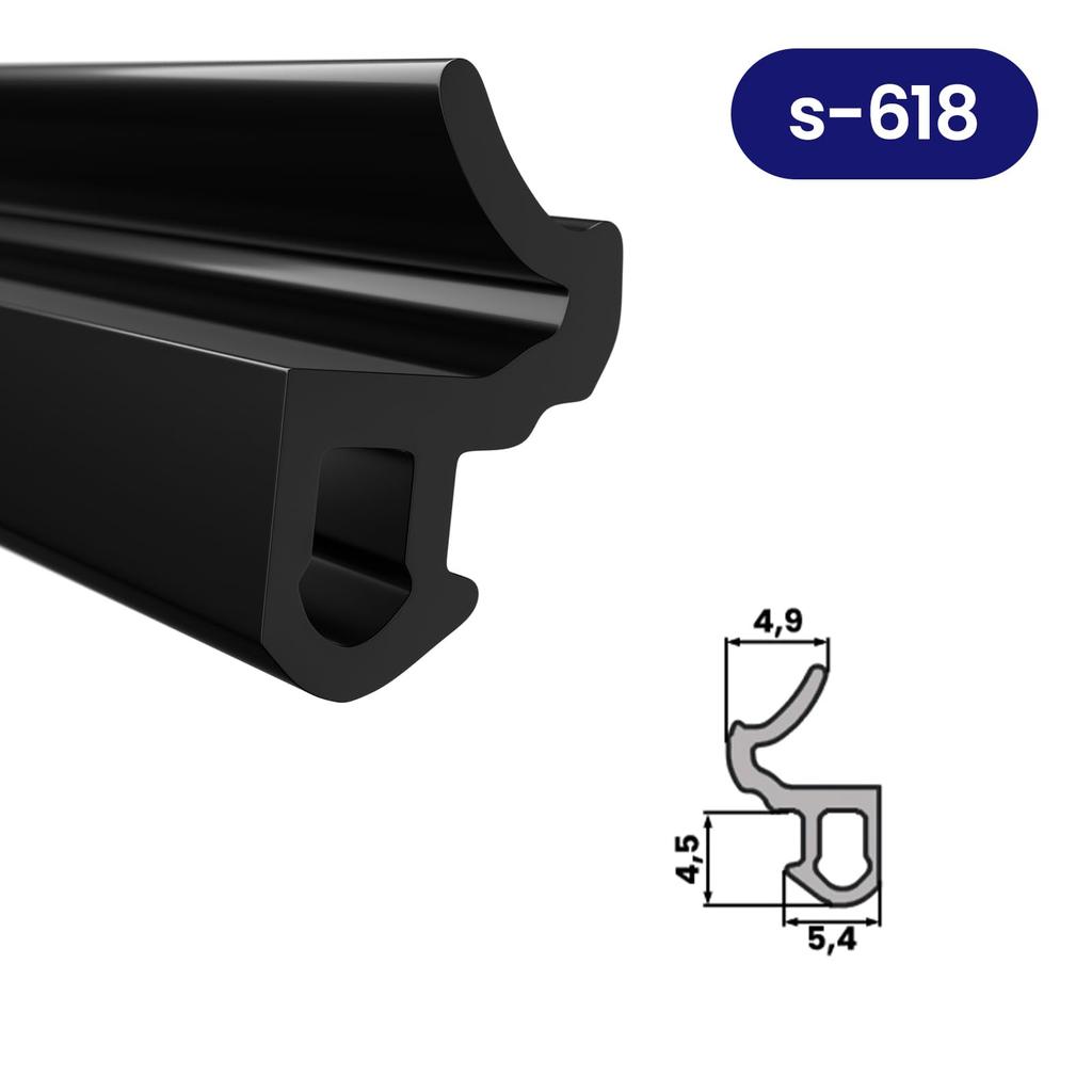 DQ-PP Fensterdichtung - Schwarz - 25 - -618 - Für KBE PVC Fenster - Gummidichtug Dichtband - Kunststofffensterdichtungen - Profildichtung Türdichtung