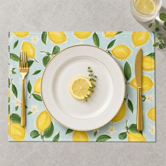 4 Pezzi Tovagliette Girasole in Lino, 18x12 Pollici Tovagliette Riutilizzabili per Tavola da Pranzo, Tappetini da Tavola Antiscivolo Isolanti dal Calore per Tavola da Pranzo di Casa, Festa Estiva