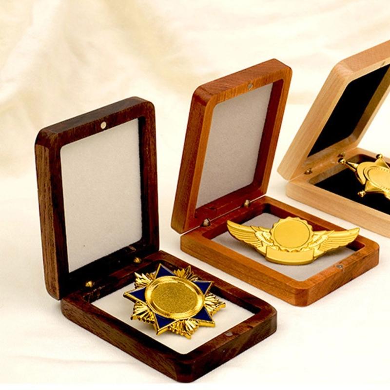 Wooden Coin Organizer Elegant Militarys Medals Storage Case Stylish Badge Presentation Box Jewelry Packaging Gift Box