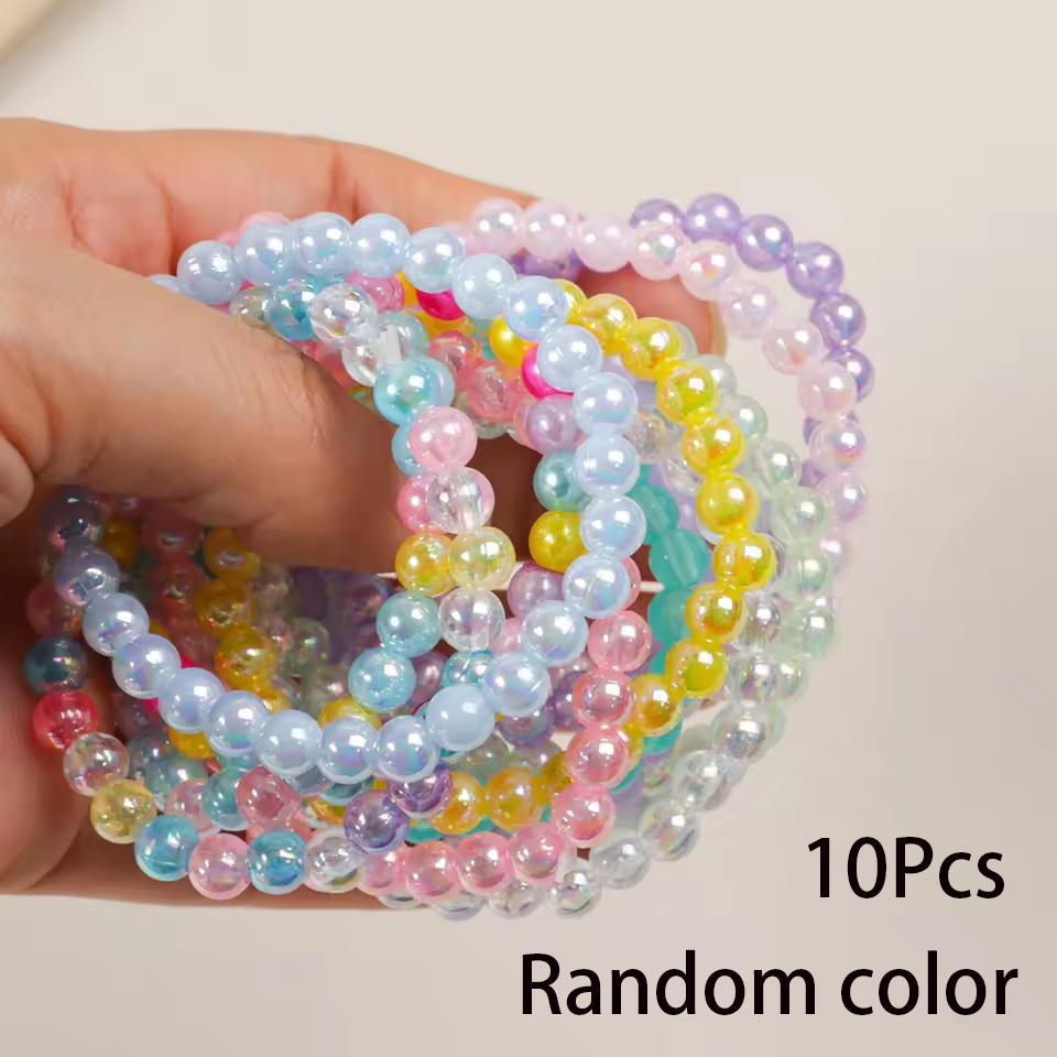 10Pcs Candy Color Beads Bracelet For Kids Girl Birthday Party Favors Baby Shower Guest Jewelry Gift School Prizes Treat Bag