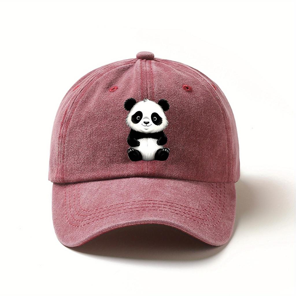 Verstellbare Leichte Baseballkappe mit Süßem Panda-Print Atmungsaktives Polyester Perfekt für Outdoor-Aktivitäten