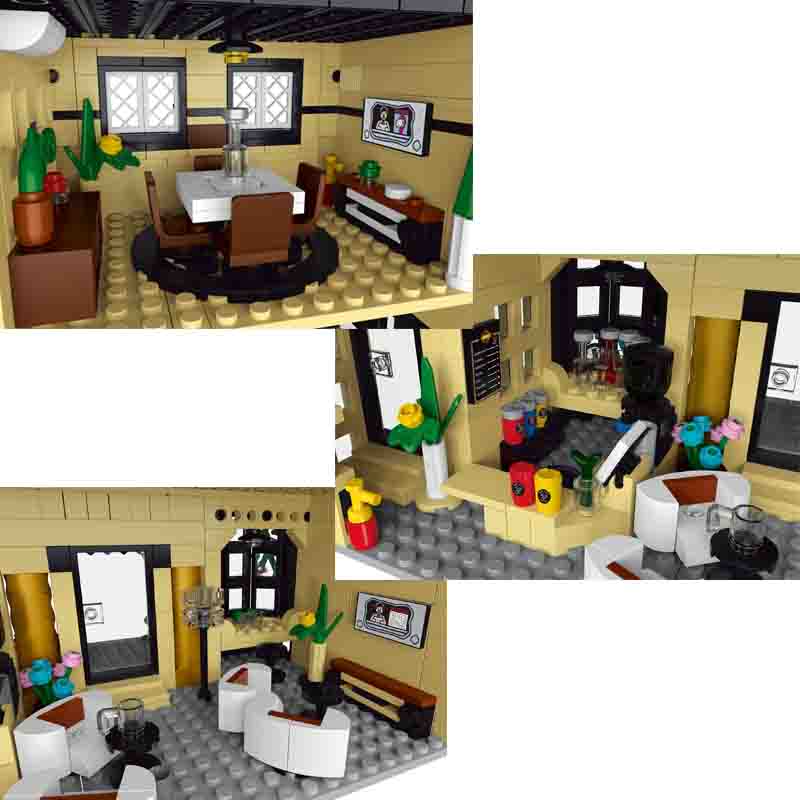 Moc Exquisite European Architecture Coffee Shops City Streets Retro Houses Building Blocks Diy Toys Children'S Gifts
