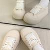 Ugly Cute Big Head Bread Shoes Women's Chic Shoes Versatile 2025 Spring New Two-wear Canvas Shoes Platform White Shoes