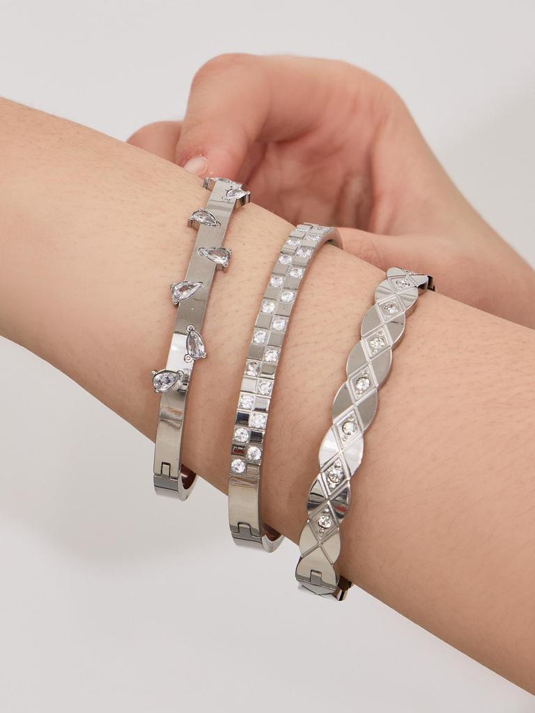 18K Gold-Plated Geometric Zirconia Water Drop Bracelet