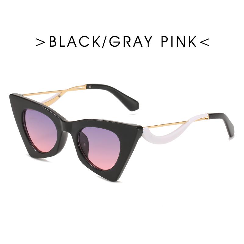 Angular Cat's Eye Sunglasses Trendy Cat Eye Sunglasses Female Personality Curved Mirror Legs Fashion Model Sunglasses