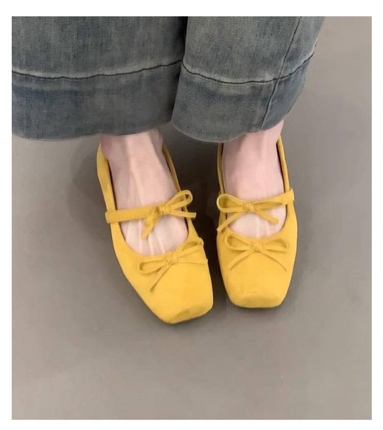 Square Head Bow Ballet Shoes Women's 2025 Summer New Gentle French Mary Jane Evening Breeze Light Mouth Single Shoes
