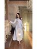 2025 Spring Retro Elegant Long Sleeve Waist-Hugging Dress for Women