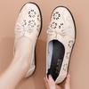 New shoes spring single shoes non-slip soft sole hollow leather shoes comfortable flat bottom old man hole middle old woman shoes