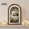 Solid Wood Ghost Ornament Arch Wooden Sign Cute Halloween Table Rustic Farmhouse Spooky Home Accents Shelf Decor Decorative Wall Art for Mantel