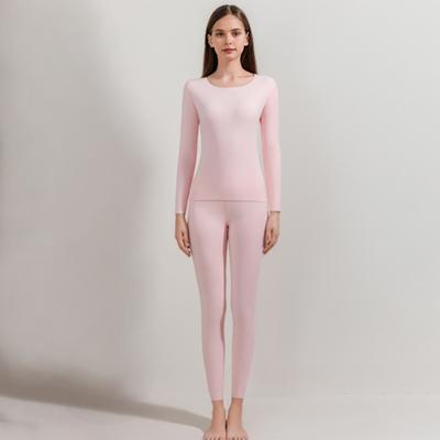 2 Pcs/Set Winter Women Thermal Underwear Set Round Neck Seamless Long Sleeve