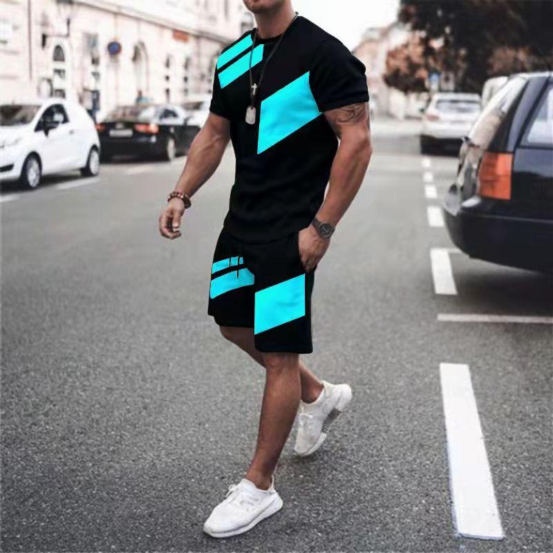 Summer Fashion Casual 3D Printed Men's T-Shirt Set Quick-Drying T-shirt Shorts Sets Tees Men Tracksuit Streetwear Oversized Tops