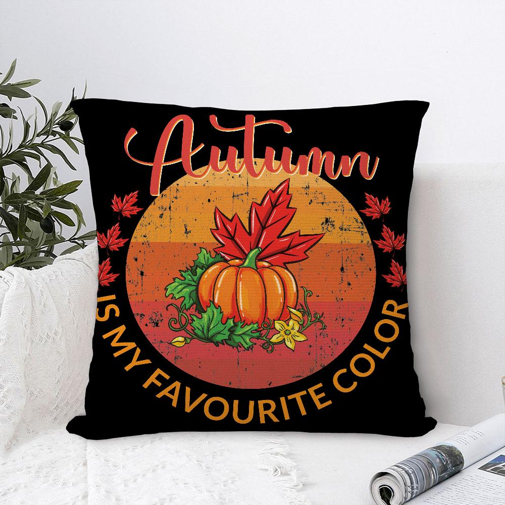 Autumn Maple Leaf Pumpkin Pillow Case Plush Fabric Soft  Pillowcase Double Sided Print Cushion Cover Household Gifts