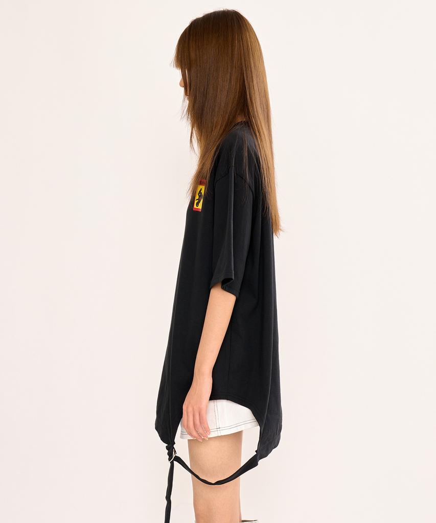 FANYOUNG Diagonal Stripe Short Sleeve Tee Black