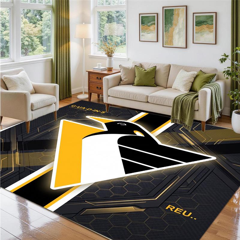 Pittsburgh Penguins Design Crystal Velvet Rug Soft Decorative Mat for Bedroom Entrance