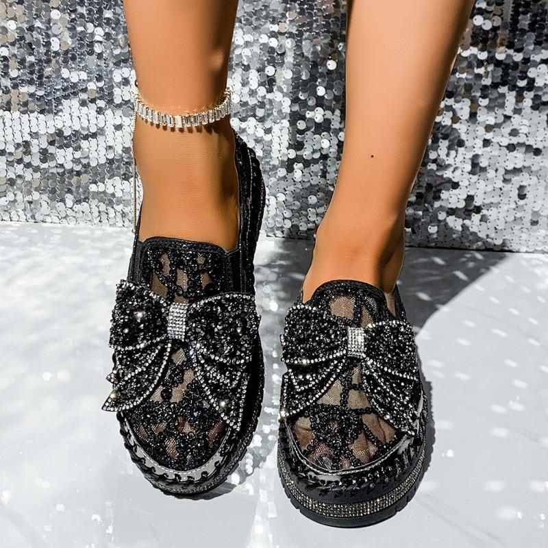 Sponge Cake Female Summer Thick Sole One Pedal Lazy Fisherman Shoes Lace Rhinestone Beanie Shoes Single Shoes