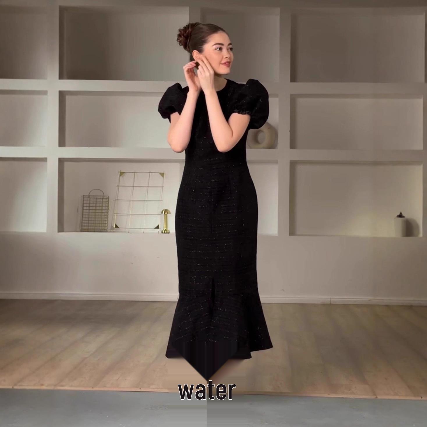 2025 Elegant Women s Fishtail Dress - Round Neck, Short Sleeve, High Waist, Slim Fit Medium