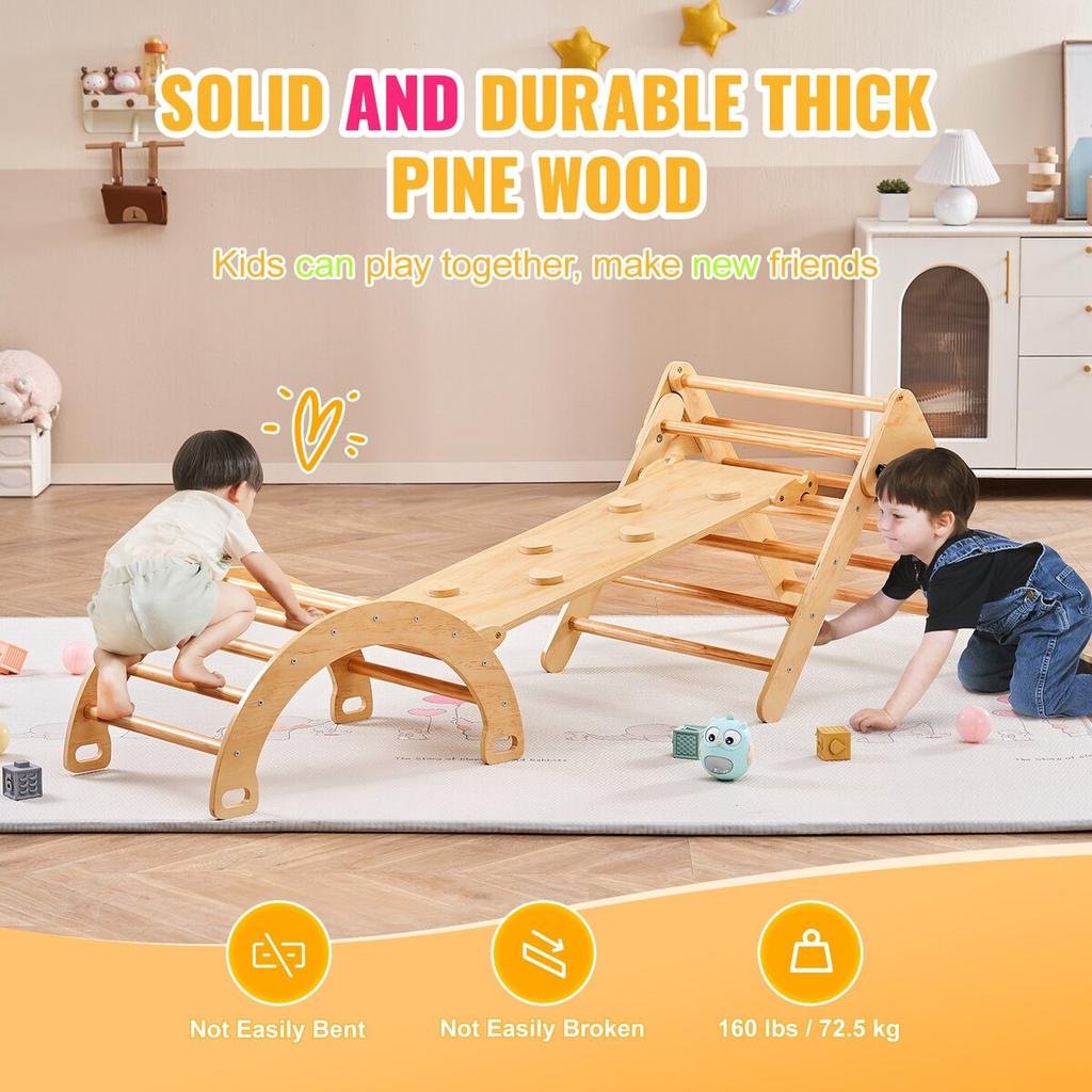 Pikler Dreieck Set 5in1 Montessori Kletterspielzeug für Kleinkinder Groß Holz