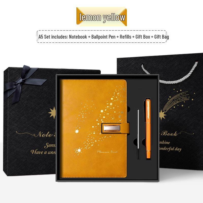 Set de regalo de cuaderno Star Double Line 2026: Libro de registro de reuniones de negocios y oficina de mayor grosor