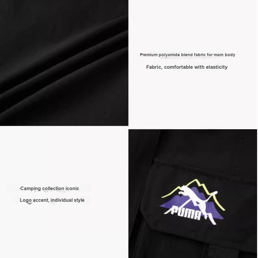 Puma Letter Logo Printed Large Pocket Vintage Breathable Work Casual Skirt Women Skirts Black 537428-01