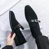 New Men Business Loafers Black Brown PU Men Casual Fashionable Buckle Leather Shoes Men Business Office Travel Shoes Size 38-48