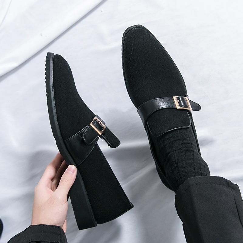 New men business loafers black brown PU men casual fashionable buckle leather shoes men business office travel shoes size 38-48