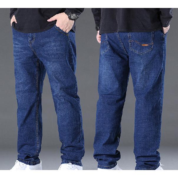 42-50 Velká Velikost Pánské Vysoce Kvalitní Tlusté Džíny Rovný Střih Elastické Ležérní Džínové Kalhoty