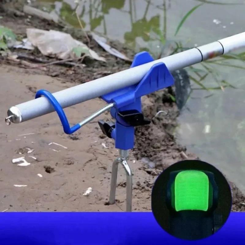 1pcs 360 Degree Adjustable Aluminum Alloy Fishing Rod Holder Folding Fish Pole Stand for Bank Fishing Ground Support