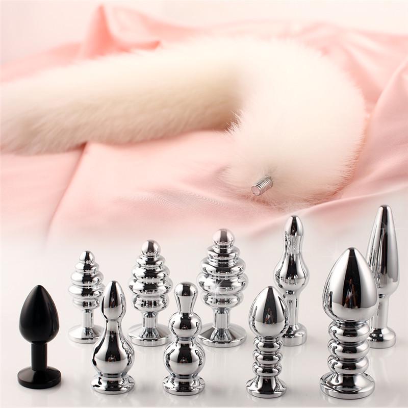 Detachable Faux Fur Tail Butt Plug with Screw-In Installation - Available In Large, Medium, Small Sizes