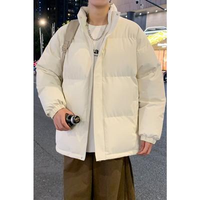 Winter Stand Collar Cotton Coat Men's Solid Color Cotton Coat Men's Coat Couple's Same Style Casual Hong Kong Style Bread Coat Top