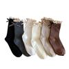 Lace Socks, Cute Mid-calf Lolita Ribbon Bow, White Pile Long Calf, Retro